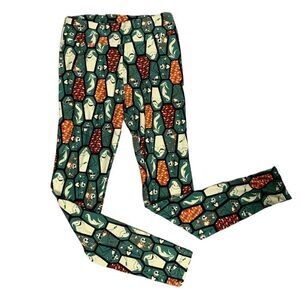 LulaRoe Nightmare Before Christmas Leggings OS Green Knit Jack Skellington Oogie